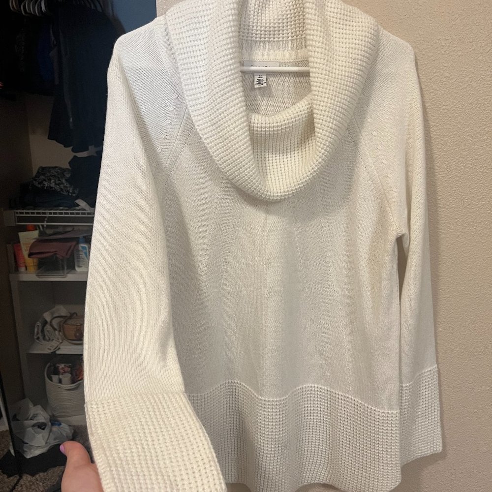 Calvin Klein | White cowl neck sweater, L